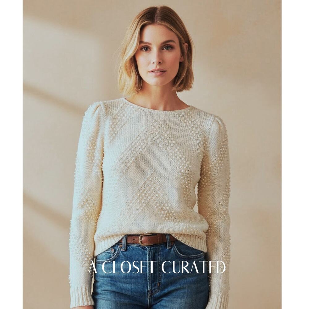 Vintage Lillie Rubin Embellished Hand Knit Sweater Small